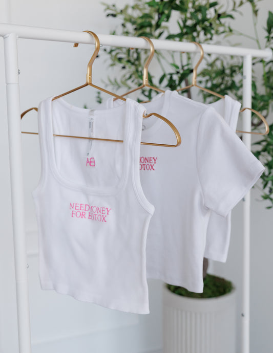 Need Money for Botox – Ribbed Tank (White)