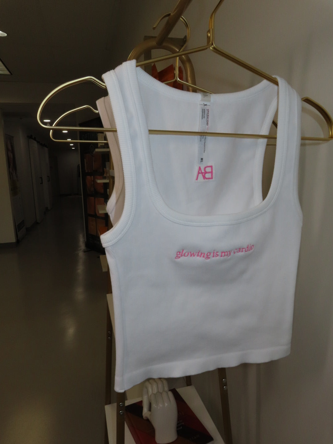 Glowing Is My Cardio – Ribbed Tank (White)